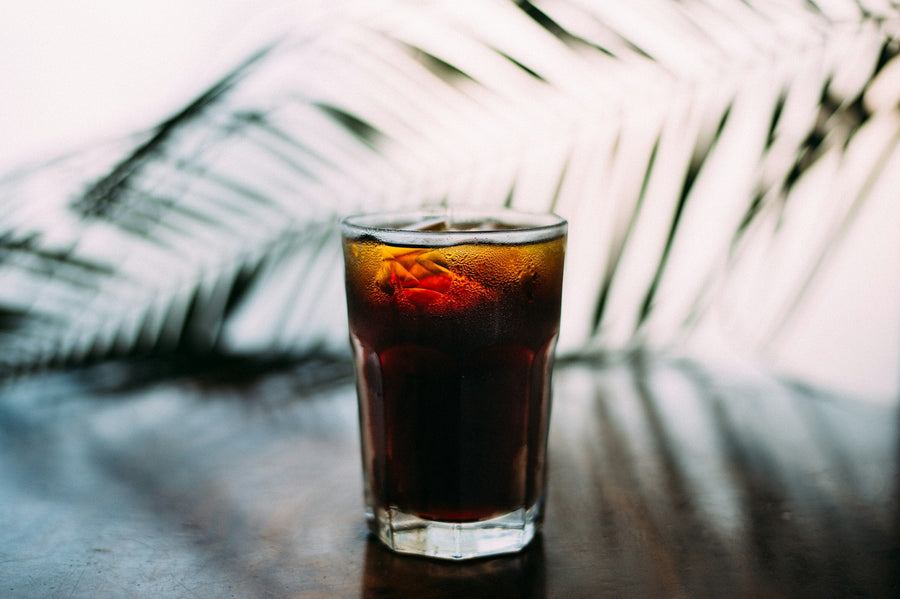 Glass of iced cold brew coffee