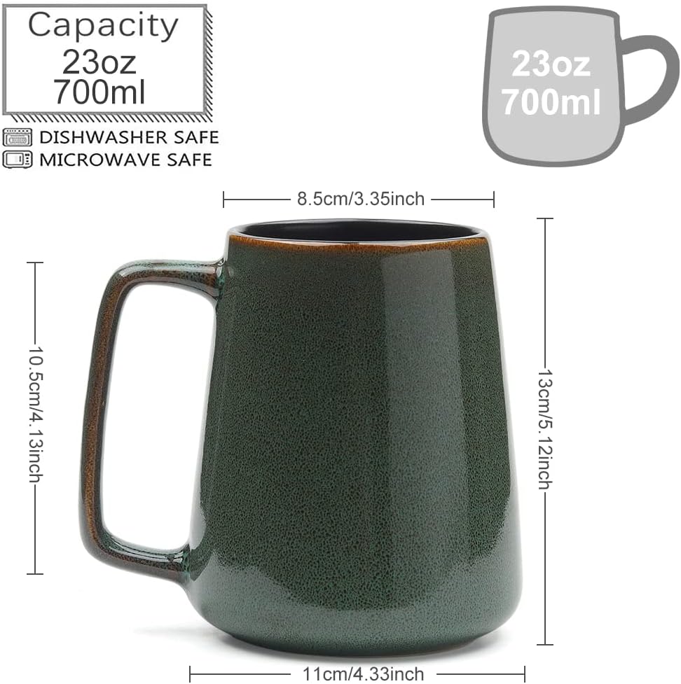 Large 24 Oz/700Ml Ceramic Coffee Mugs with Golden Handle, Extra Big Jumbo Tea Cup Mug for Office and Home, Gift and Present