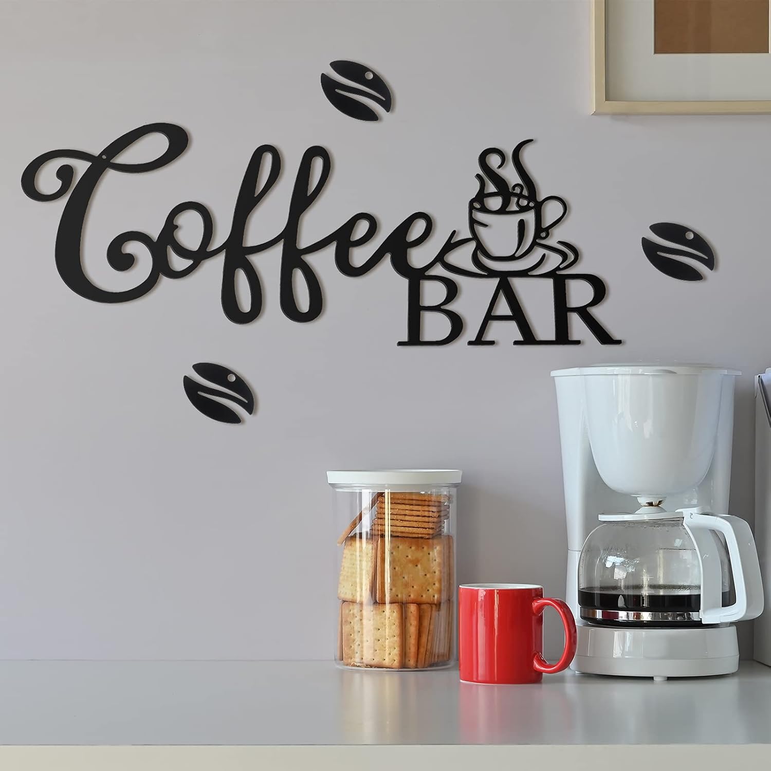 Coffee Bar Rustic Metal Sign Rustic Coffee Bar Hanging Wall Decor Coffee Signs for Coffee Bar Metal Coffee Wall Art for Coffee Bar Home Office Kitchen(Coffee Bar and Bean Style)