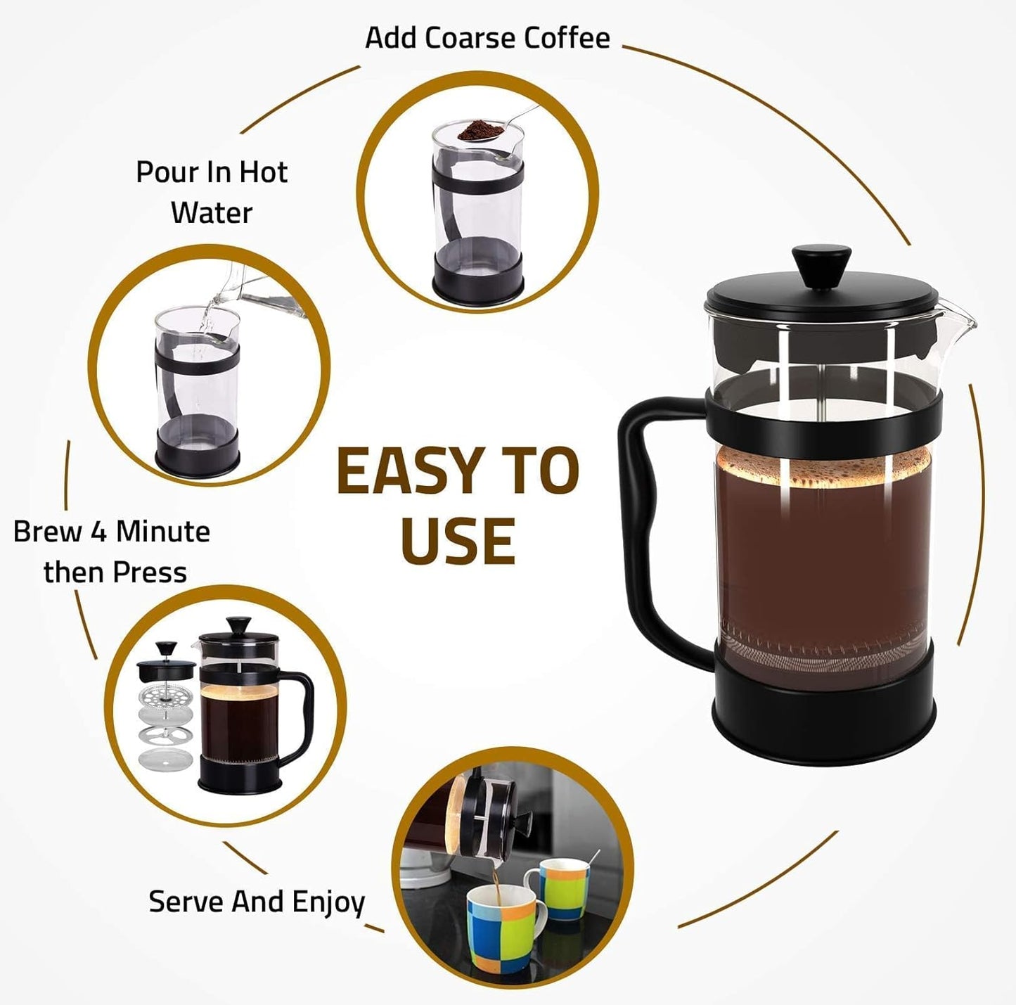 34 Ounce (1 Liter) French Press Coffee Maker – Perfect for Coffee & Tea Lovers