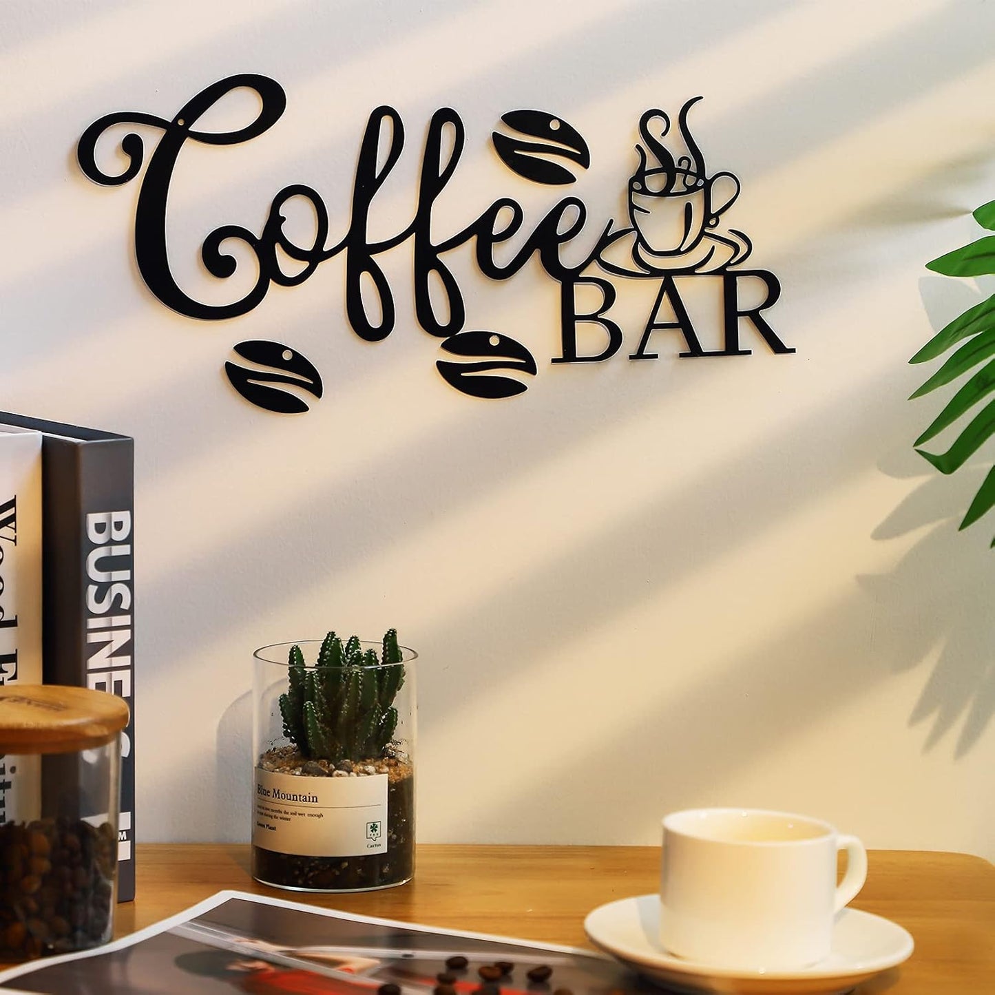 Coffee Bar Rustic Metal Sign Rustic Coffee Bar Hanging Wall Decor Coffee Signs for Coffee Bar Metal Coffee Wall Art for Coffee Bar Home Office Kitchen(Coffee Bar and Bean Style)