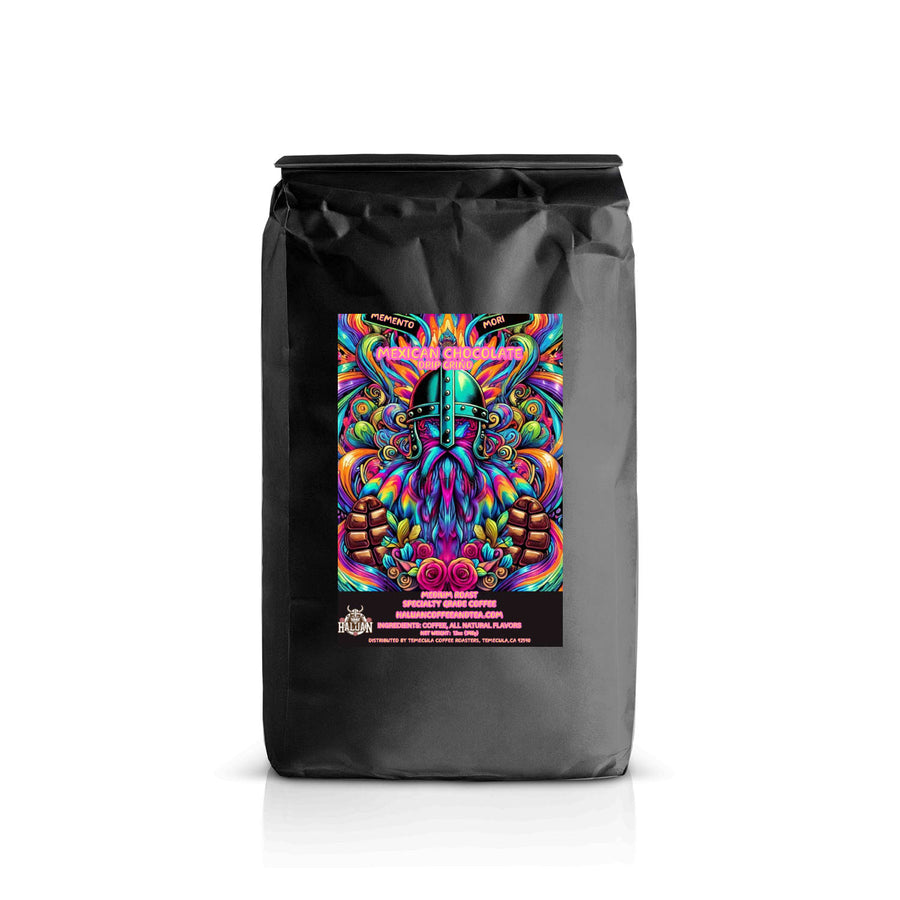12 oz bag of Haluan Mexican Chocolate flavored standard grind coffee